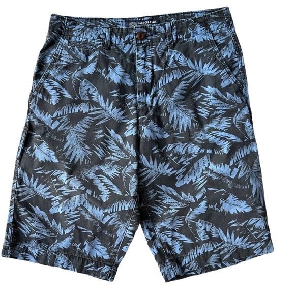 American Eagle Longboard Shorts in Tropical Hawaiian Print Blue & Black Size:31 - Picture 2 of 10